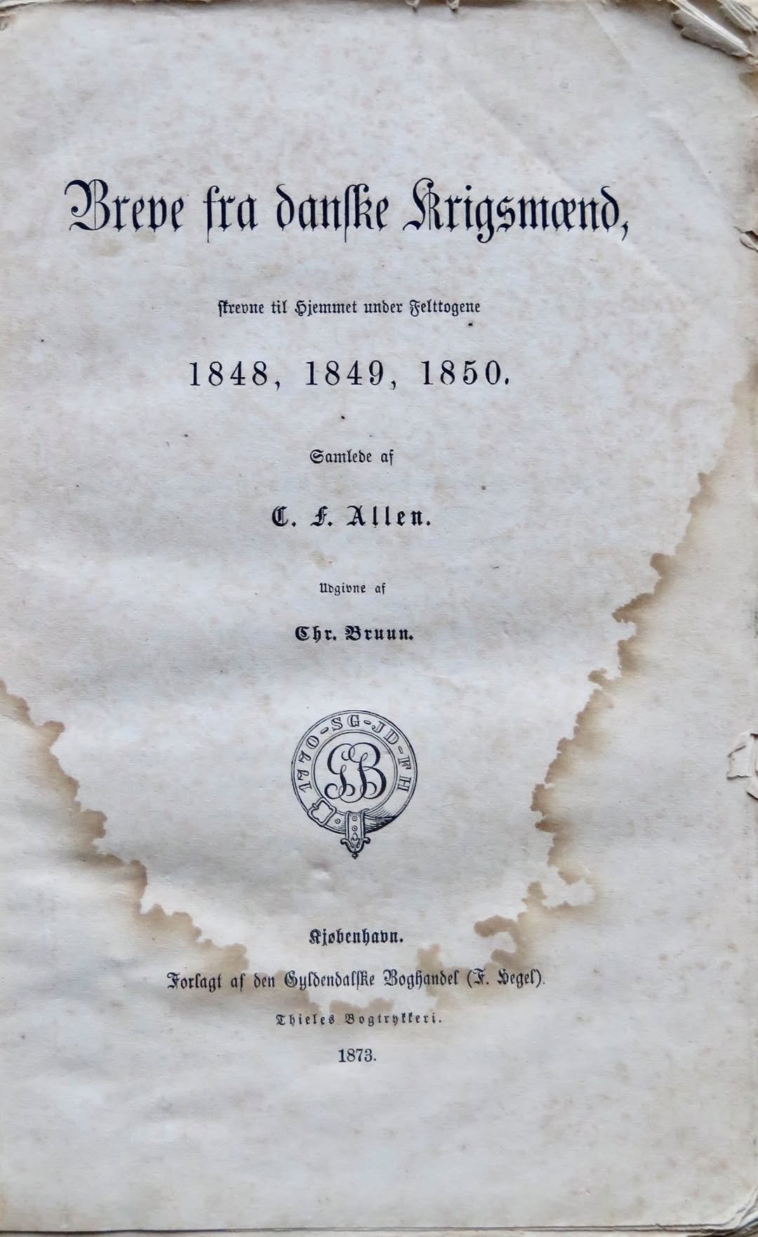 Historisk brev om efterspillet på slaget ved Fredericia i 1849 set fra Asperup og Billeshave.