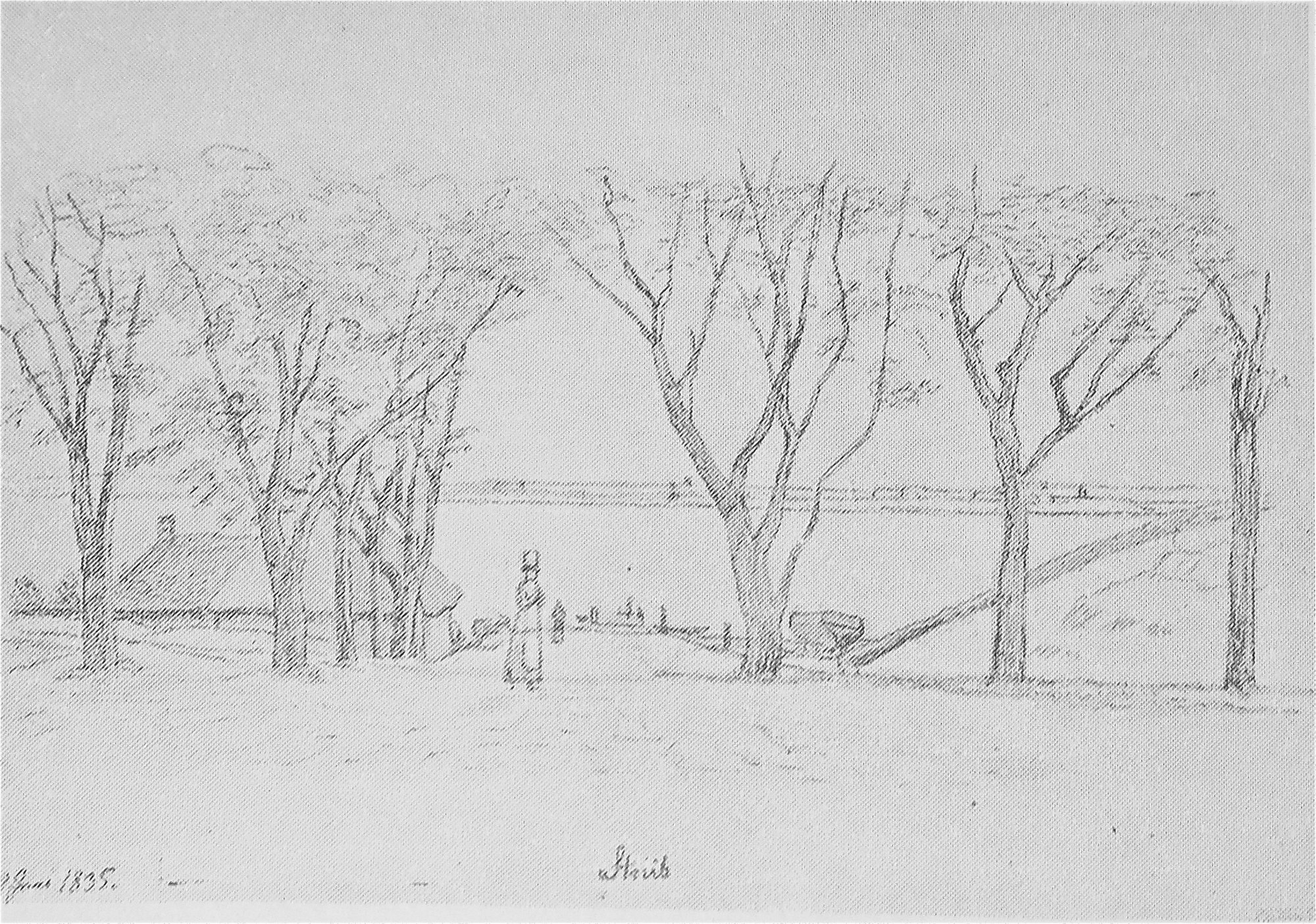 Blyantstegning af Strib fra 1835 af C.V. Eckersberg.
