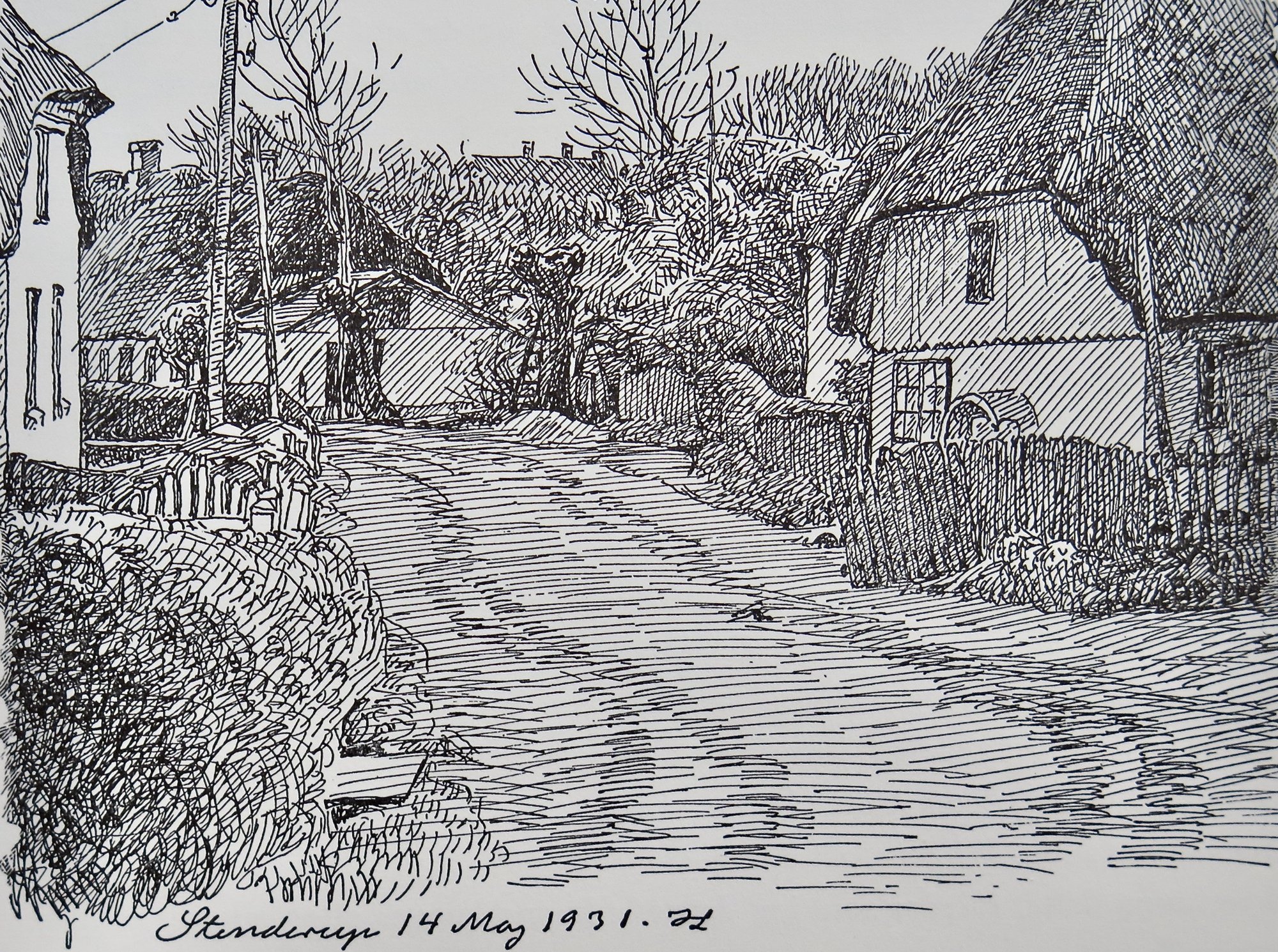 Tegning af Stenderup af Johannes Larsen fra 1931