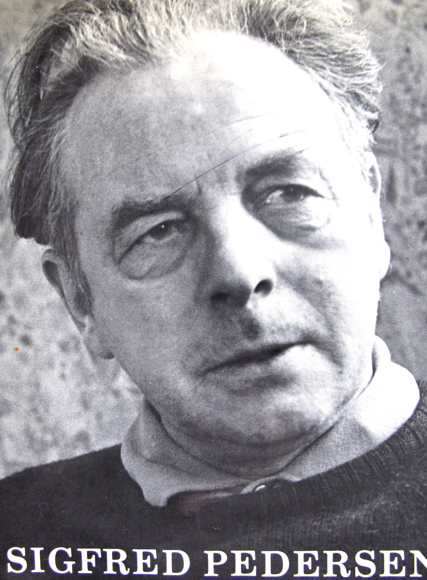 Portræt af digteren Sigfred Pedersen, der er født i Harndrup.