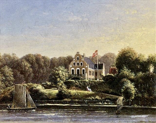 Oliemaleri af Grimmerhus malet af J.C. Schrøder omkring 1864.