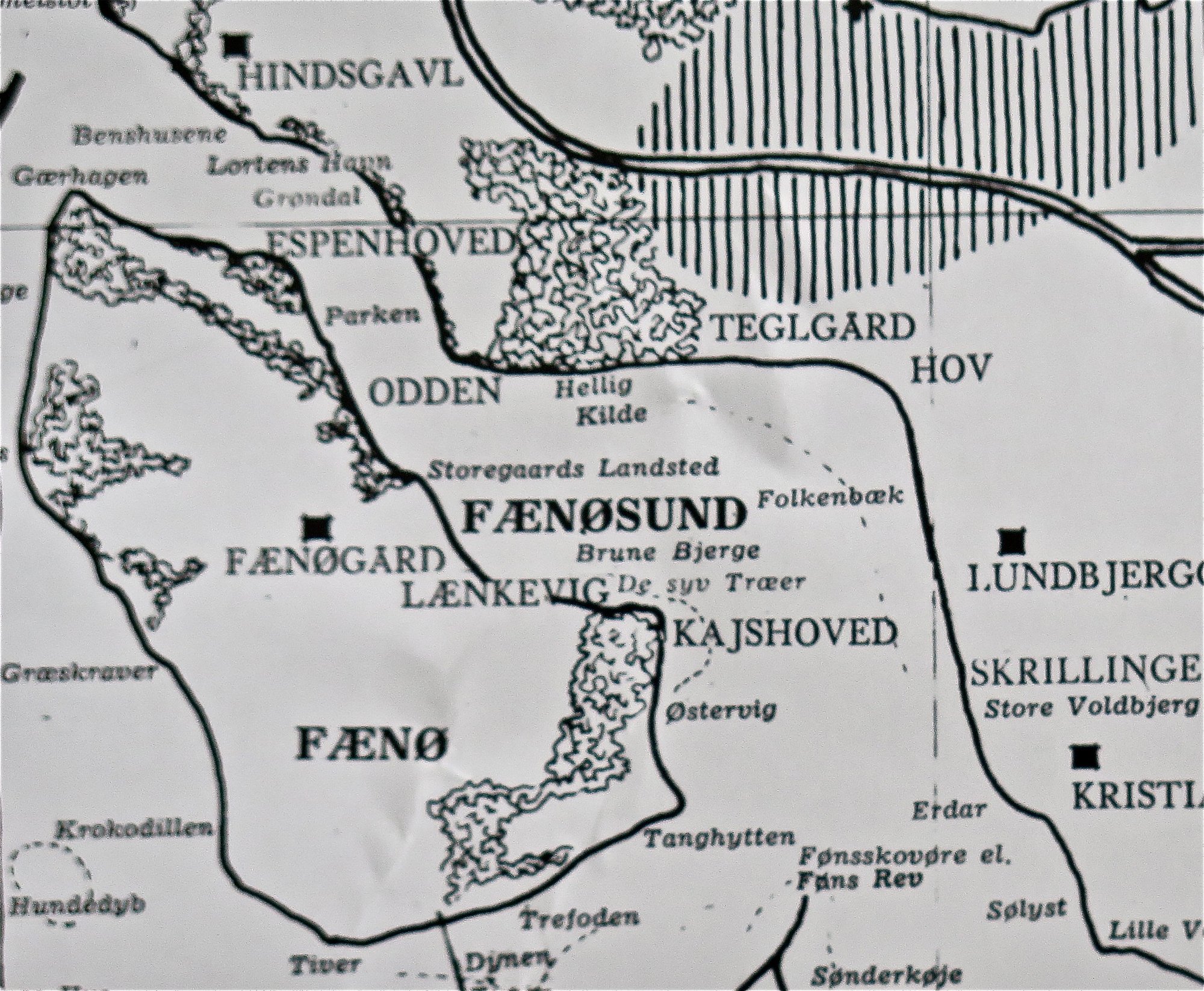 Illustration af skibe der ligger for anker i en bugt ved Fænø.