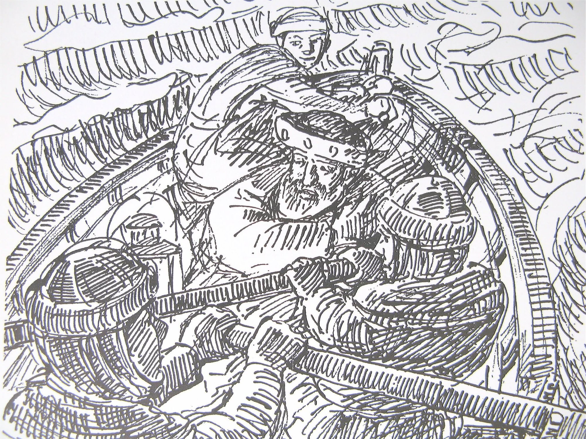 Tegning af Peter Hansen forestillende Christian 2. på Lillebælt i 1523.