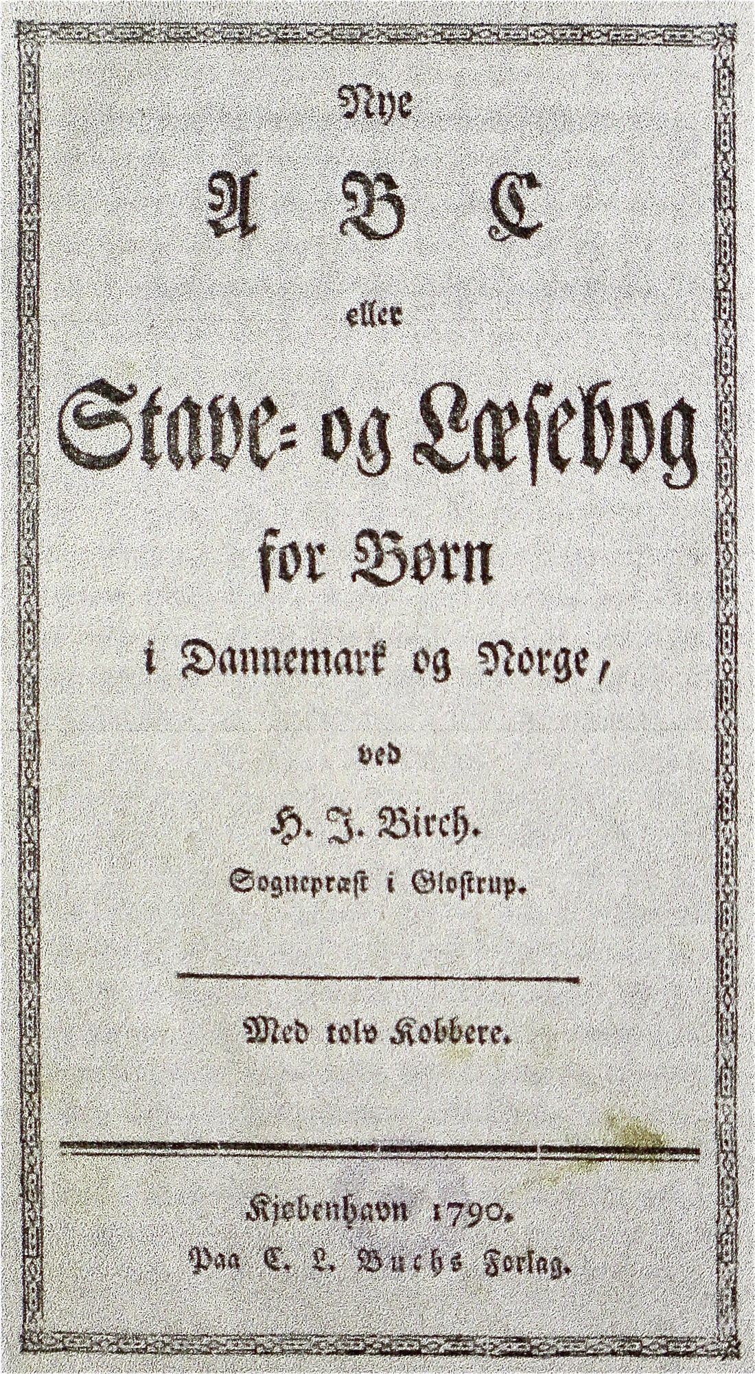 Illustration af bogstavet A fra Hans Jørgen Birchs ABC med en abe, en ål og en and.
